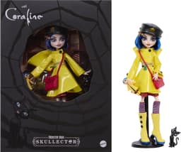 Monster High Skullector Coraline Collectible Doll in Yellow Raincoat with Cat